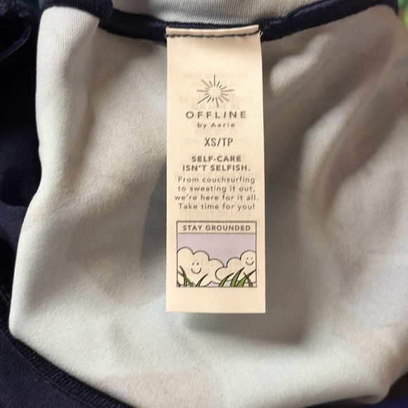 Aerie OFFLINE Real Me Ruched Blue Exercise Crop Top Swim Top Size XS - Picture 8 of 8